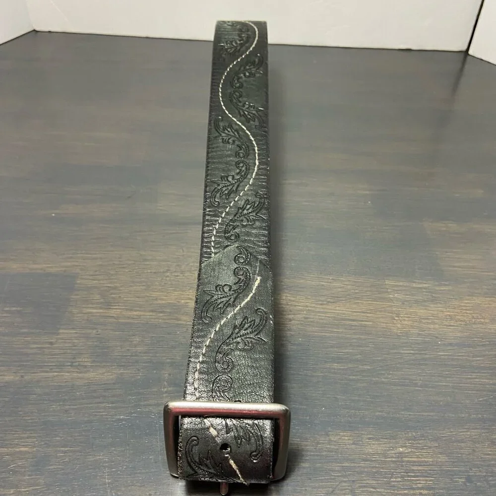 Express Genuine Leather Embossed Belt – Black – Women’s XS